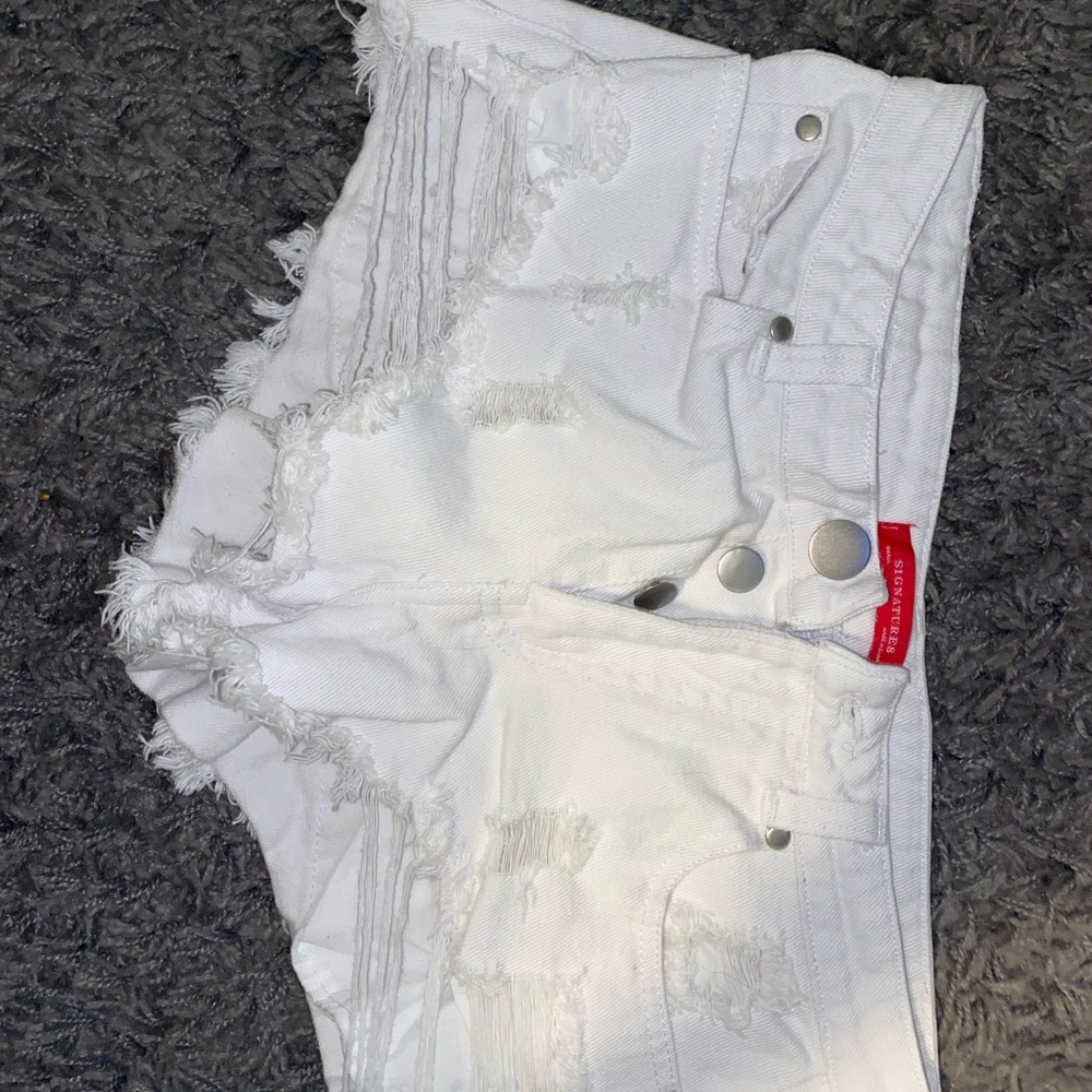 White Ripped Jean Shorts